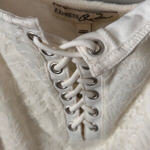 Express Ivory Lace-Up Top